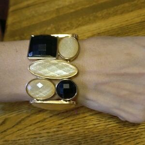 Chic Gold and Black Geometric Bracelet